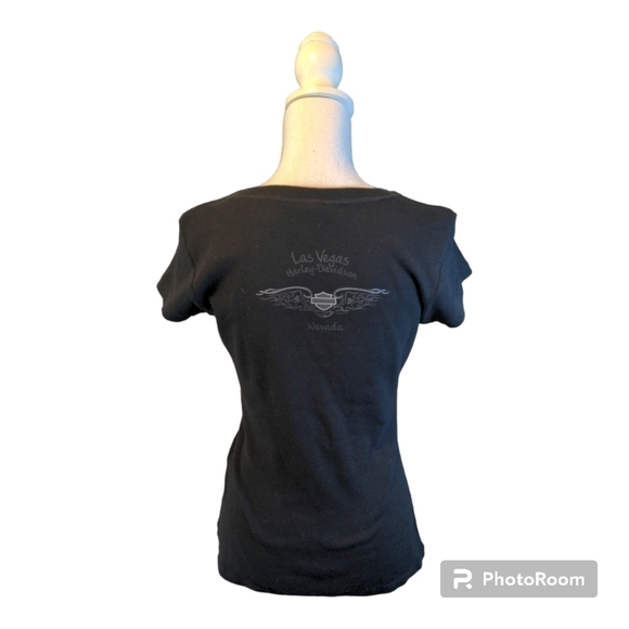 HARLEY DAVIDSON WMNS Las Vegas Nevada BLING T shirt Sz L - Picture 4 of 11